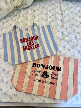 Sezane Striped Canvas Totes (Set of 2)